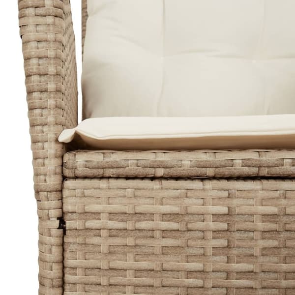 vidaXL spisebordssæt til haven 7 dele med hynder polyrattan beige
