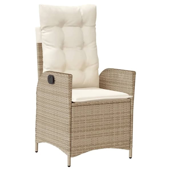 vidaXL spisebordssæt til haven 9 dele med hynder polyrattan beige