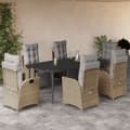 Miniatyrbillede 1 af 10: vidaXL spisebordssæt til haven 7 dele med hynder polyrattan beige