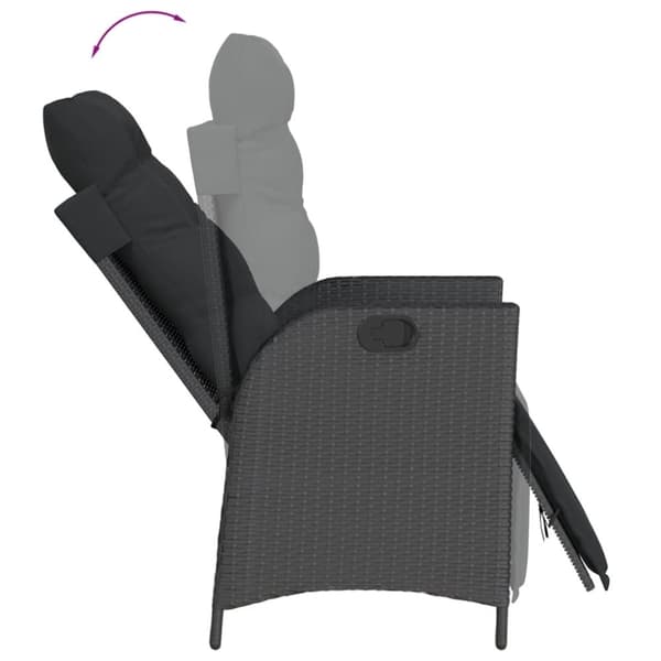 vidaXL spisebordssæt til haven 3 dele med hynder polyrattan sort