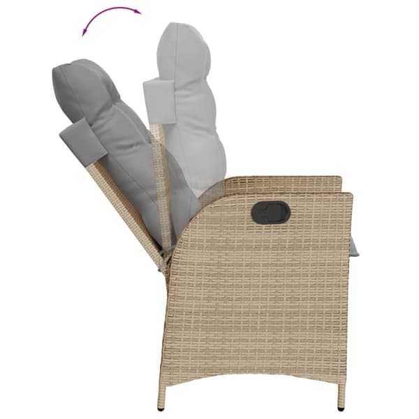 vidaXL spisebordssæt til haven 7 dele med hynder polyrattan beige