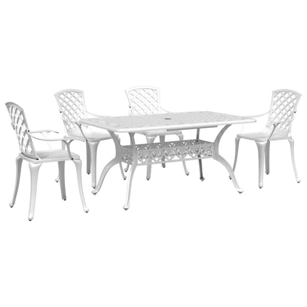 vidaXL Hagespisegruppe 5 deler hvit støpt aluminium