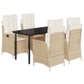 Miniatyrbillede 1 af 10: vidaXL spisebordssæt til haven 5 dele med hynder polyrattan beige