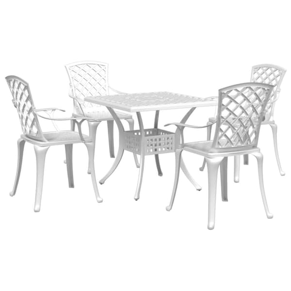 vidaXL Hagespisegruppe 5 deler hvit støpt aluminium