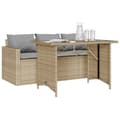 Miniatyrbillede 3 af 11: vidaXL spisebordssæt til haven 2 dele med hynder polyrattan beige