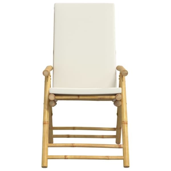 vidaXL bistrostole 3 stk. foldbare med cremehvide hynder bambus
