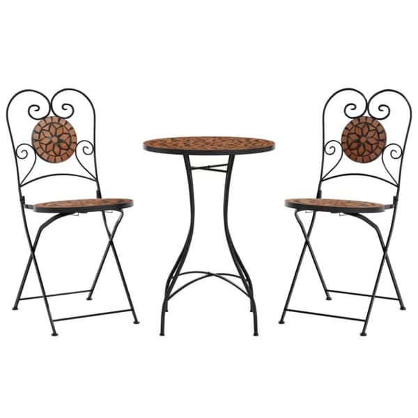 vidaXL Caféset mosaik terrakotta järn och keramik