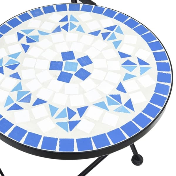 vidaXL Bistrobord med mosaikk blå og hvit jern og keramikk