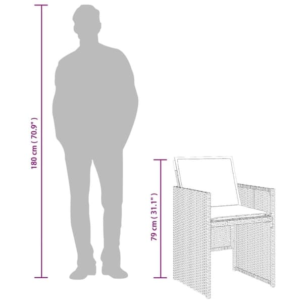vidaXL spisebordssæt til haven 11 dele med hynder polyrattan beige