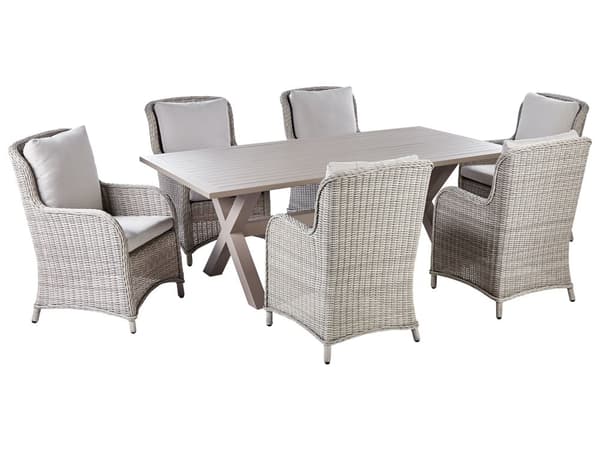 Hage Spisestuesett Beige Rotting 6-seters Bord 6 Stoler Beige Puter