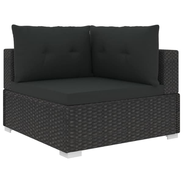 vidaXL Loungegrupp med dynor 6 delar konstrotting svart -  Utemöbelgrupper