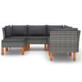 Miniatyrbillede 5 af 11: vidaXL loungesæt til haven 6 dele med hynder polyrattan grå -  Havemøbelsæt