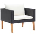 Miniatyrbillede 4 af 11: vidaXL loungesæt til haven 5 dele med hynder polyrattan sort -  Havemøbelsæt