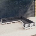 Miniatyrbillede 1 af 8: vidaXL loungesæt til haven 10 dele med hynder fyrretræ hvid -  Havemøbelsæt