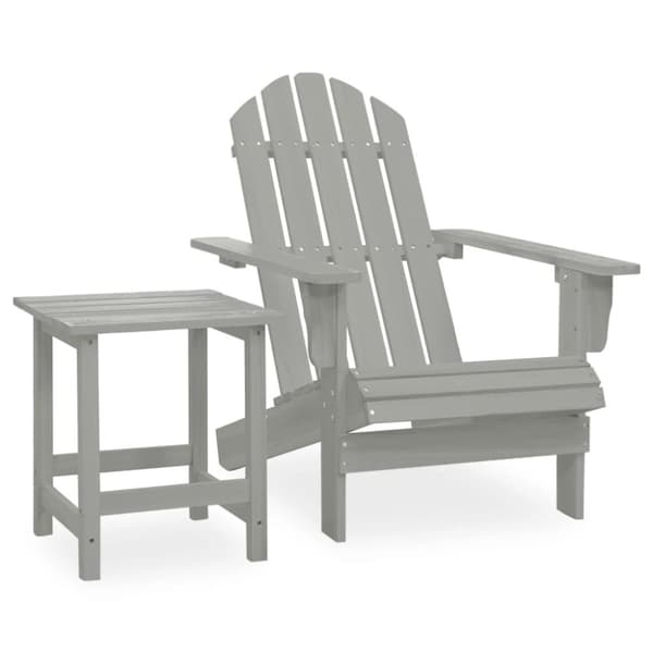 vidaXL Adirondack-havestol med bord massivt grantræ grå - Havemøbelsæt