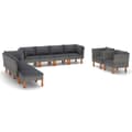 Miniatyrbillede 1 af 11: vidaXL loungesæt til haven 10 dele polyrattan og eukalyptustræ grå -  Havemøbelsæt