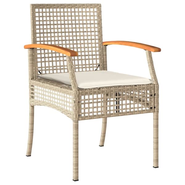 vidaXL Matgrupp för trädgården med dynor 5 delar beige konstrotting - Utemöbelgrupper