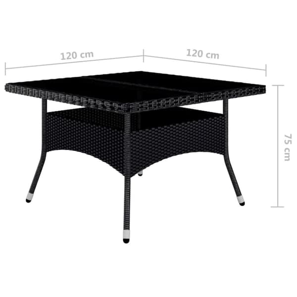 vidaXL Matgrupp för trädgården 9 delar konstrotting härdat glas svart -  Utemöbelgrupper