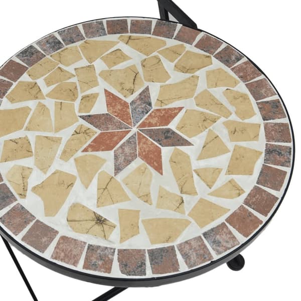 vidaXL Bistrobord med mosaikk terrakotta og hvit jern og keramikk