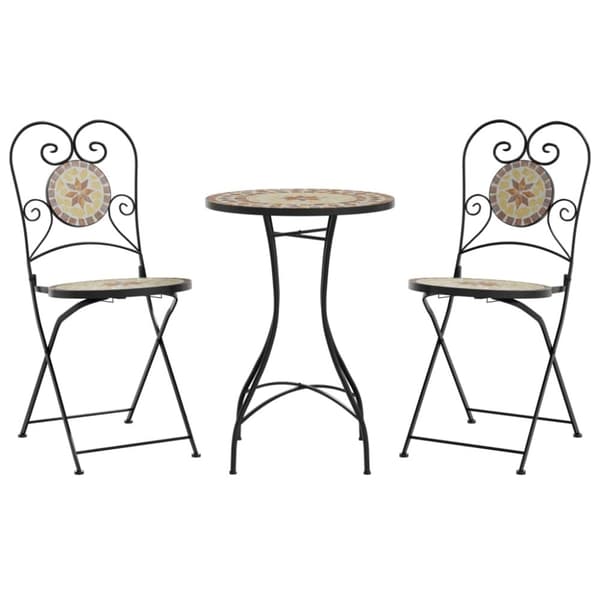 vidaXL Bistrobord med mosaikk terrakotta og hvit jern og keramikk