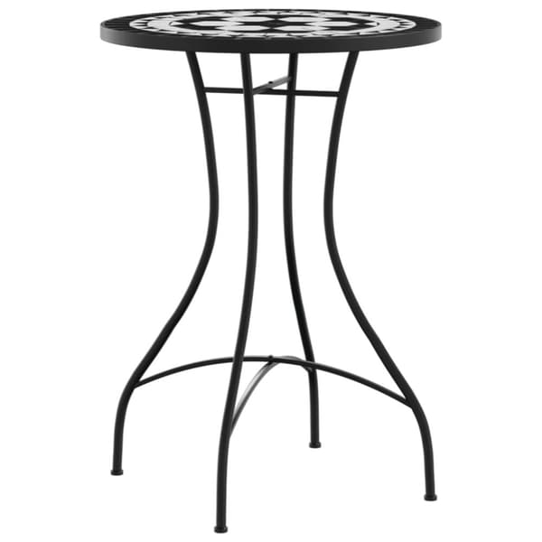 vidaXL Bistrobord med mosaikk svart og hvit jern og keramikk