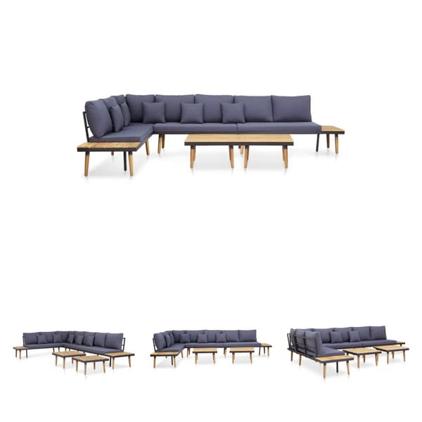 The Living Store 7-pers. loungesæt til haven med hynder massivt akacietræ brun - Havemøbelsæt