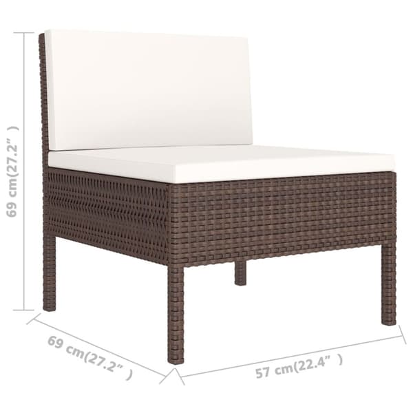 The Living Store loungesæt til haven 2 dele med hynder polyrattan brun -  Havemøbelsæt