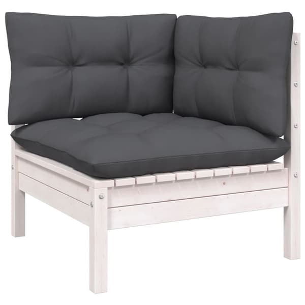 The Living Store Loungegrupp med dynor 8 delar vit massiv furu - Utemöbelgrupper