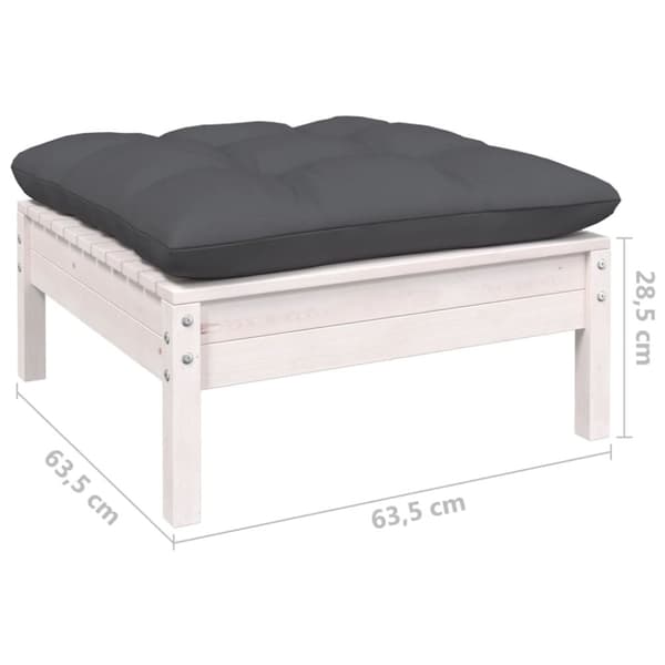 The Living Store Loungegrupp med dynor 8 delar vit massiv furu -  Utemöbelgrupper