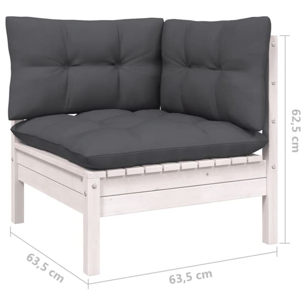 The Living Store Loungegrupp med dynor 8 delar vit massiv furu - Utemöbelgrupper