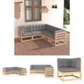 Miniatyrbillede 1 af 11: The Living Store loungesæt til haven 5 dele med hynder massivt fyrretræ -  Havemøbelsæt