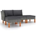 Miniatyrbillede 3 af 10: The Living Store loungesæt til haven 4 dele med hynder polyrattan grå -  Havemøbelsæt