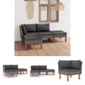 Miniatyrbillede 1 af 10: The Living Store loungesæt til haven 4 dele med hynder polyrattan grå -  Havemøbelsæt