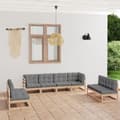 Miniatyrbillede 2 af 11: The Living Store loungesæt til haven 8 dele med hynder massivt fyrretræ -  Havemøbelsæt