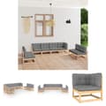 Miniatyrbillede 1 af 11: The Living Store loungesæt til haven 8 dele med hynder massivt fyrretræ -  Havemøbelsæt