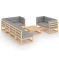 Miniatyrbillede 3 af 11: The Living Store loungesæt til haven 8 dele med hynder massivt fyrretræ -  Havemøbelsæt