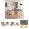 Miniatyrbillede 1 af 11: The Living Store loungesæt til haven 8 dele med hynder massivt fyrretræ -  Havemøbelsæt