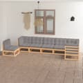 Miniatyrbillede 2 af 11: The Living Store loungesæt til haven 7 dele med hynder massivt fyrretræ -  Havemøbelsæt