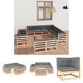 Miniatyrbillede 1 af 11: The Living Store loungesæt til haven 11 dele med hynder massivt fyrretræ -  Havemøbelsæt