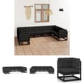 Miniatyrbillede 1 af 11: The Living Store loungesæt til haven 9 dele med hynder massivt fyrretræ sort -  Havemøbelsæt