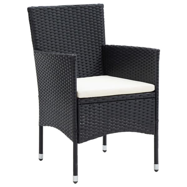 The Living Store spisebordssæt til haven 7 dele med hynder polyrattan sort - Havemøbelsæt