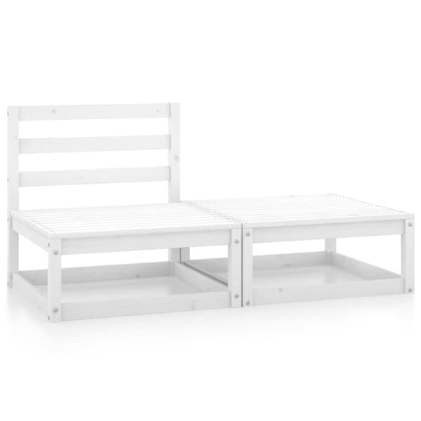 The Living Store Loungegrupp 2 delar vit massiv furu - Utemöbelgrupper