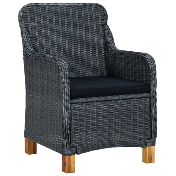 The Living Store udendørs spisebordssæt 7 dele med hynder polyrattan mørkegrå - Havemøbelsæt
