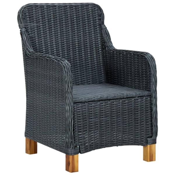 The Living Store udendørs spisebordssæt 7 dele med hynder polyrattan mørkegrå -  Havemøbelsæt