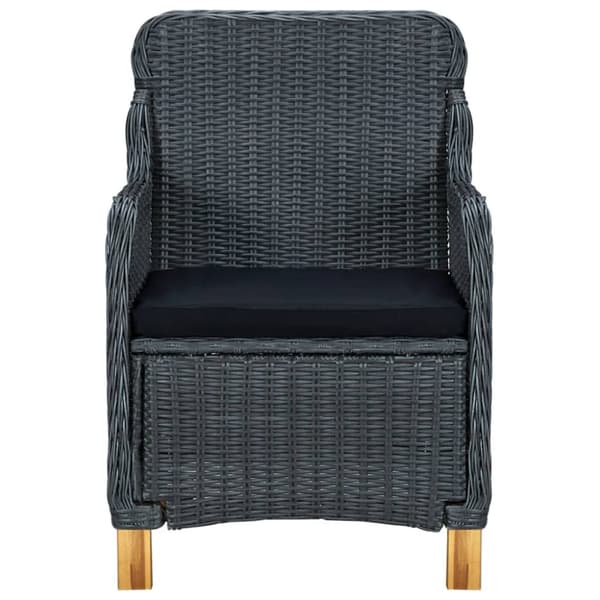 The Living Store udendørs spisebordssæt 7 dele med hynder polyrattan mørkegrå - Havemøbelsæt