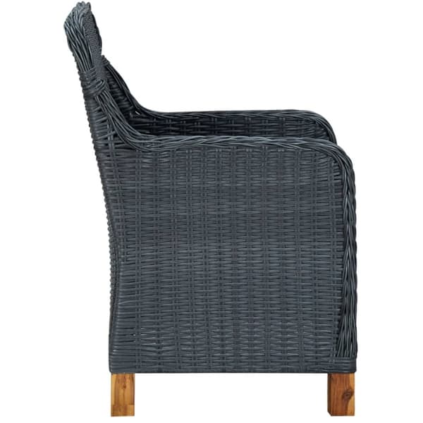 The Living Store udendørs spisebordssæt 7 dele med hynder polyrattan mørkegrå - Havemøbelsæt