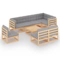 Miniatyrbillede 3 af 11: The Living Store loungesæt til haven 9 dele med hynder massivt fyrretræ -  Havemøbelsæt