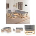 Miniatyrbillede 1 af 11: The Living Store loungesæt til haven 9 dele med hynder massivt fyrretræ -  Havemøbelsæt