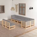 Miniatyrbillede 2 af 11: The Living Store loungesæt til haven 8 dele med hynder massivt fyrretræ -  Havemøbelsæt