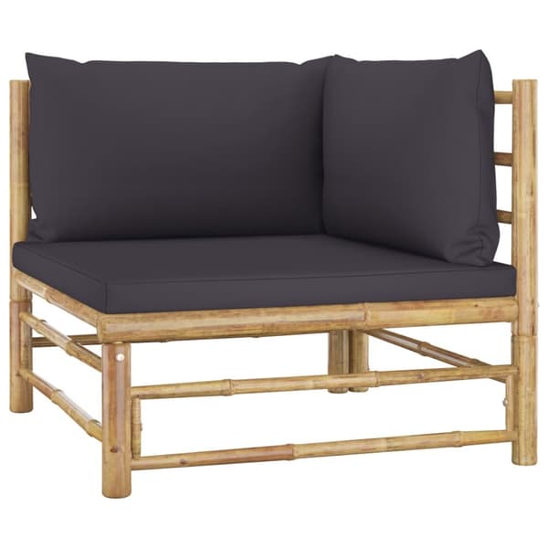 The Living Store Loungegrupp för trädgården med mörkgrå dynor 7 delar bambu - Utemöbelgrupper